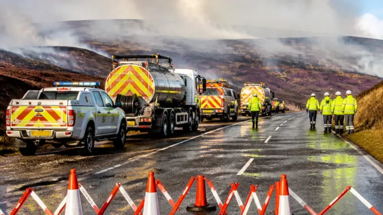 Woodhead Pass to stay shut as crews battle Tintwistle Moor wildfire