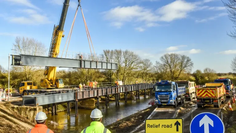 Work begins on temporary bridge as North Hykeham Relief Road takes shape