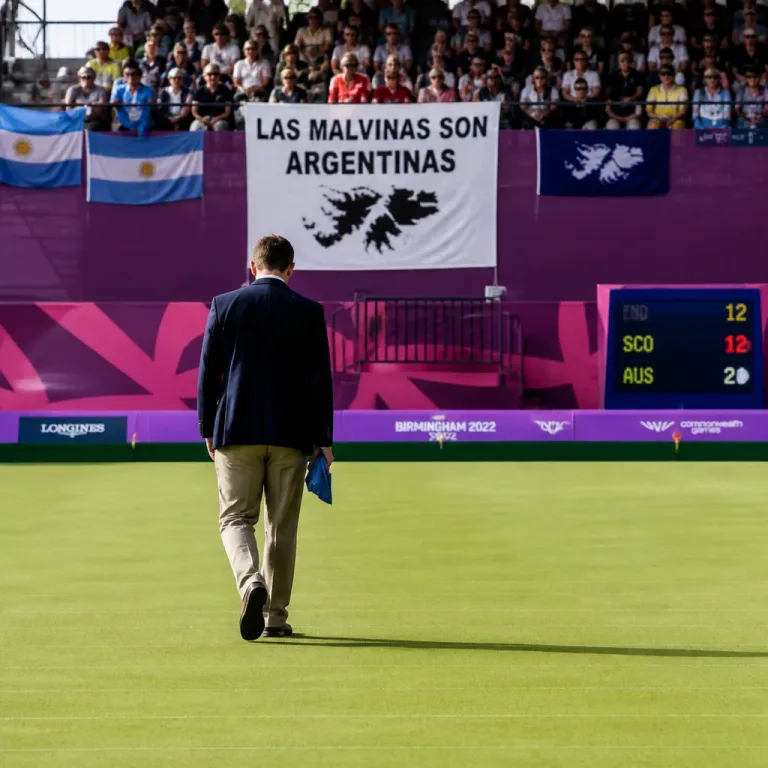 Falklands competitor says Argentina banner at World Cup brings politics into sport