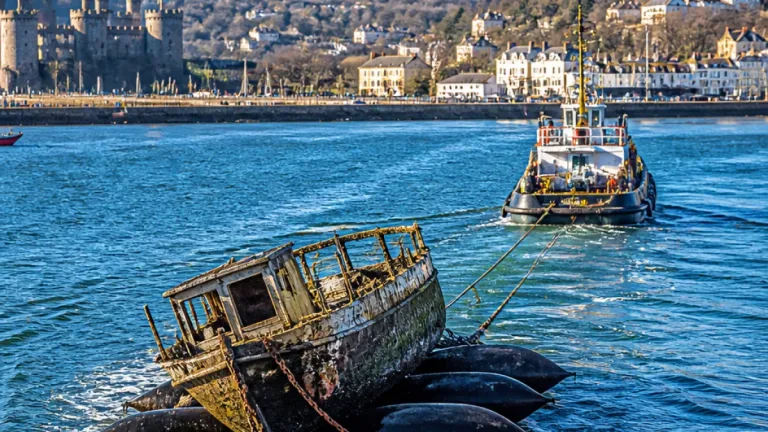 Wreck of Vanguard II successfully removed from Great Orme and taken to Conwy Harbour